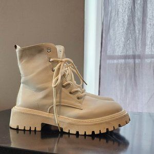Womens white combat boots
